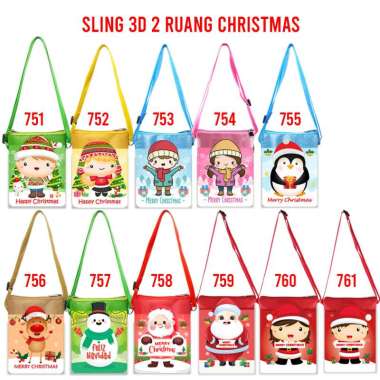 Sling 3D 2 Ruang Tas Selempang Natal Lucu Souvenir Christmas 756 Rusa Krem