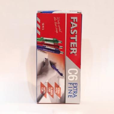 Ballpoint/Pulpen Faster C6, 0.7mm- Black &Blue - Hitam HITAM
