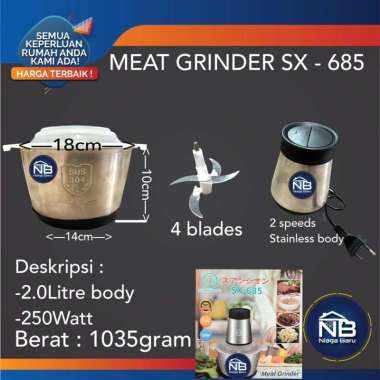 Chopper Blender Daging Penggiling Meat Grinder Blender Elektrik Stainless bumbu halus SX - 685
