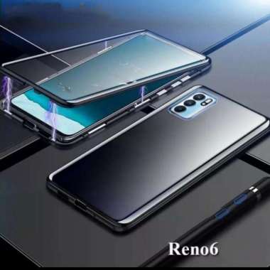 CASE MAGNETIC OPPO RENO 6 4G DUOBLE KACA DEPAN BELAKANG KACA Putih