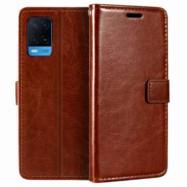 FLIP COVER WALLET OPPO A54 LEATHER COVER KULIT Cokelat