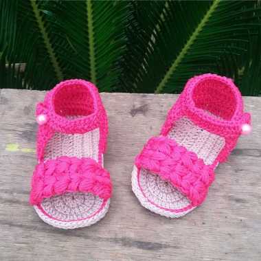 sepatu bayi perempuan rajut 6 bulan cantik lucu murah viral kekinian bisa custom coksu + merah fanta 13