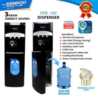 Denpoo DDB-920 Standing Dispenser [Galon Bawah/ Hot/ Cold/ Normal] BLACK