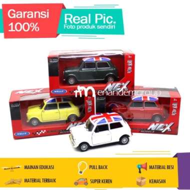 Welly Diecast Miniatur Mainan Mobil Klasik Mini Cooper 1300 Metal Hijau