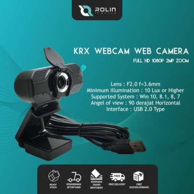 KRX Webcam Web Camera PC Full HD 1080p 2MP Zoom