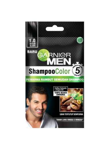 GARNIER MEN Shampoo Color Hair Sachet | Pewarna Rambut Cat Rambut Semi HITAM ALAMI
