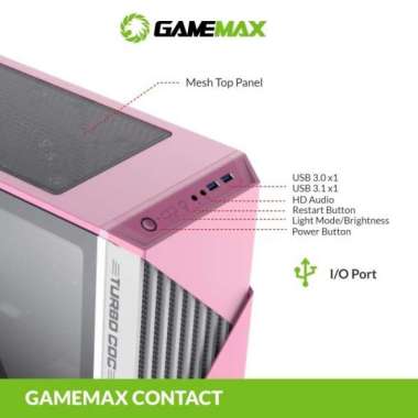GameMax Contac COC White Pink E-ATX Gaming PC Case With COC Fan & PWM