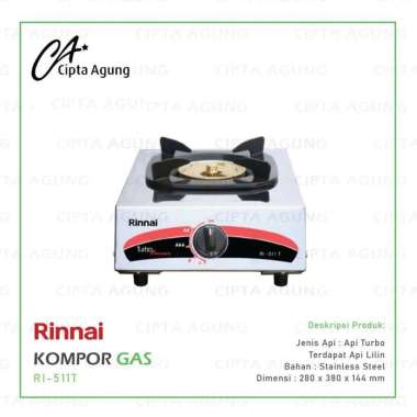 KOMPOR GAS 1 TUNGKU RINNAI RI-511T RI 511T RI 511 T STAINLESS STEEL