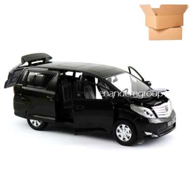 Diecast Miniatur Mobil Metal Mainan Mobil Toyota Alphard Hitam+Box