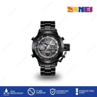 Jam Tangan Pria SKMEI 1515 AD1515 Original Dual Time Water Resist BLACK