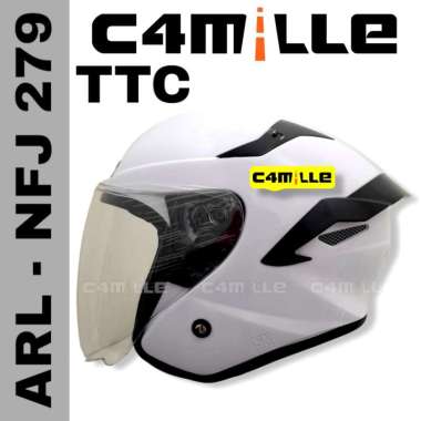 HELM ARL NFJ TT COURSE 279 SOLID WHITE SINGLE VISOR HALF FACE XL