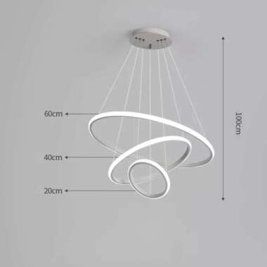 LAMPU GANTUNG CINCIN LED 3 RING LED LINGKAR 60W / LAMPU GANTUNG HIAS - 3 Ring - White 3 Ring - White
