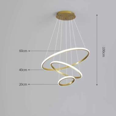 LAMPU GANTUNG CINCIN LED 3 RING LED LINGKAR 60W / LAMPU GANTUNG HIAS - 3 Ring - White 3 Ring - Gold