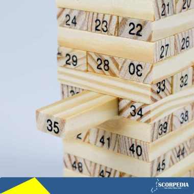 Mainan Jenga Stacko Balok Susun Kayu dengan Dadu