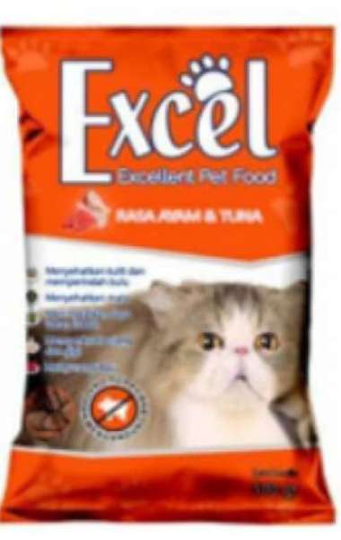 EXCEL 500gr Makanan Kucing anggora persia bentuk segitiga Rasa AYAM DAN TUNA excel orange Excel oren