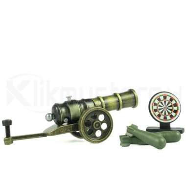 Meriam Mortir Mainan Besi Anak Tembak Pelontar Peluru Cannon Mortar Roda