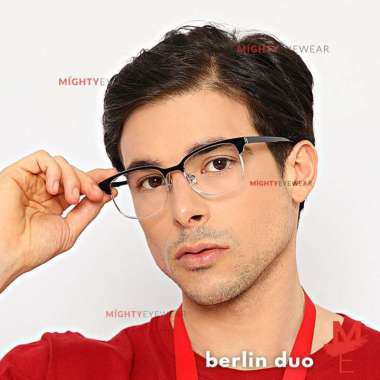 Kacamata Photochromic Antiradiasi - Berlin Duo Kotak Pria Minus Normal + Lensa Bening