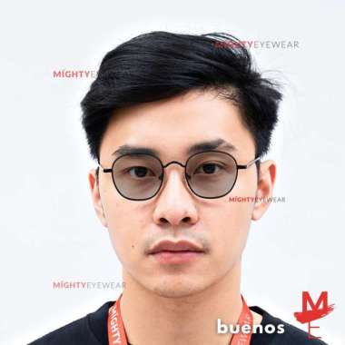 Kacamata Photochromic Antiradiasi - Buenos Pria Minus Plus Bulat Besi Frame Saja