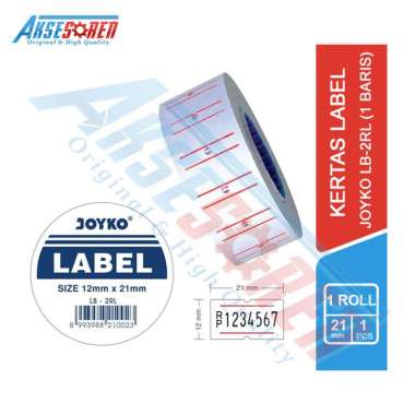 Kertas Label Harga Joyko 1 Baris [LB-2RL/1 Roll] / Isi Ulang Refill Price Stiker Barcode 1 Line Puti