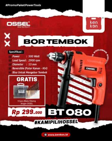 Bor Tembok BT080 Ossel Bor LIstrik BT080 Ossel Bor Hammer Drill Ossel bor kayu mesin bor besi ossel