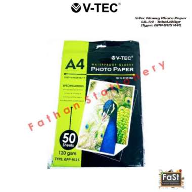 KERTAS FOTO GLOSSY A4 / PHOTO PAPER GLOSSY A4 V-TEC (GPP-9115 WP)