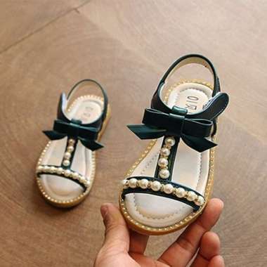 OEM ZH-SS097 Eva Pearl Cross Tie Sepatu Sandal Slippery Anak Perempuan 22 Pine Green