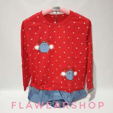 Kaos Lengan Panjang Import Boneka Go Go / Fashion Import Wanita Import Merah
