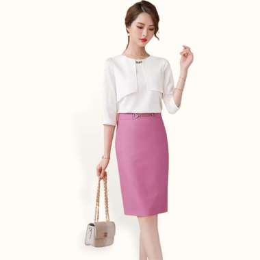 Blus Lengan 3/4 wanita Gaya Korea variasi kalung - Jfashion Sapphire XL Putih