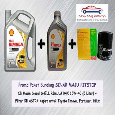 Shell Paket Bundling Oli Mobil Diesel [Rimula R4X 7 L] + Filter Oli Toyota Innova & Venturer