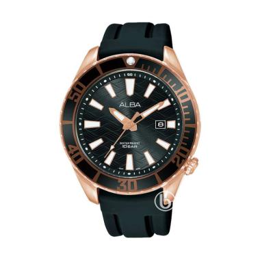 Alba Active AG.X18K/36 Analog Quartz Jam Tangan Pria - Hitam Black Rosegold