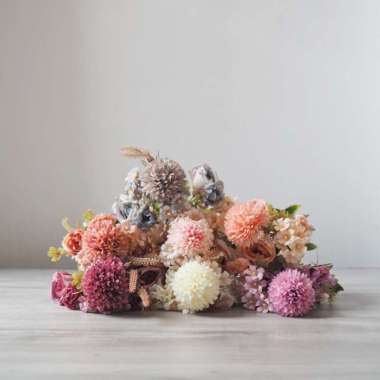 Bunga Artificial Pompom Asoka Rustic Autumn (B22088) warna Pink