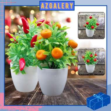 Az Bunga Hias Plastik Imut Tanaman Artificial Dekorasi Cabe Hawberry warna Cabe