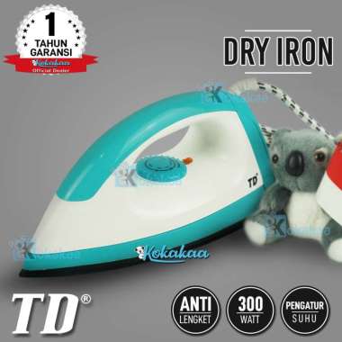 TD TD-666 Dry Iron Setrika Listrik - Biru Tosca PUTIH