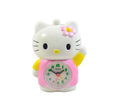 Jam Meja Weker Anak Alarm Melody Clock Hello Kitty Free Baterai D128 Pink Hello Kitty