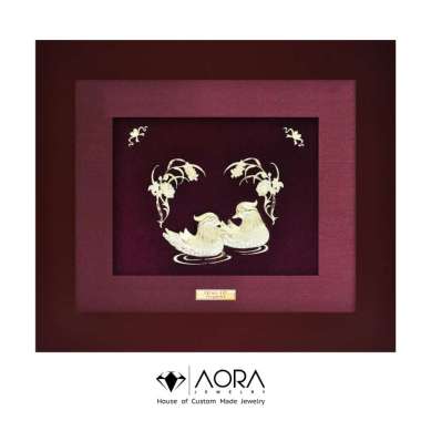 Prima Art KM44 Couple Mandarin Duck Pajangan Meja atau Hiasan Dinding - Merah Maroon
