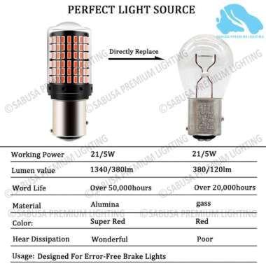 Lampu Rem Stop Stoplamp Belakang Motor Mobil Strobo LED 144 titik SMD 1157 Canbus 3014 Kaki 2 BULB P