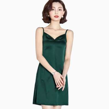 Dress Camisoles sexy Saten Tali kecil Wanita Gaya Korea - Jfashion Mio M-L Hijau