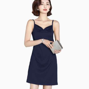Dress Camisoles sexy Saten Tali kecil Wanita Gaya Korea - Jfashion Mio M-L Navy