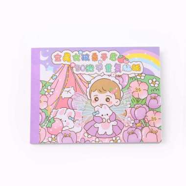 Stiker Karakter Lucu 1 Pack isi 50 Lembar Unik Premium Ungu Bunga