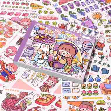 Stiker Karakter Lucu 1 Pack isi 50 Lembar Unik Premium Akichan Ungu