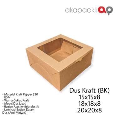 Dus Kraft / Box Kraft Window / dus Coklat (BK) 15x15x8cm