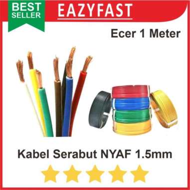 Kabel Serabut NYAF 1x1.5 1.5 mm 1.5mm Warna Ecer Tunggal Single Serat Hijau
