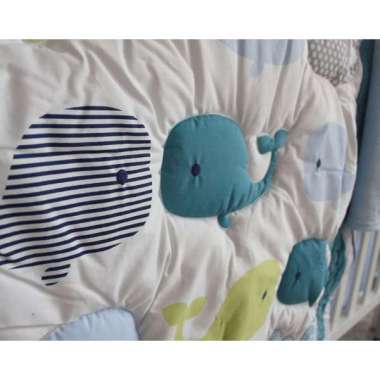 Lil' K Patchwork 2 Sisi Selimut Bayi - Blue Whale -