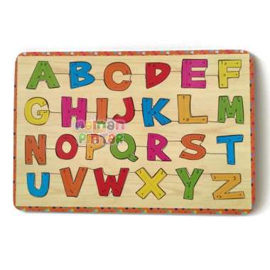 Mainan Kayu Pintar Puzzle Kayu Huruf Besar Bergaris Kualitas SNI