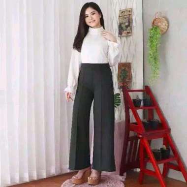 Celana kulot cubit wanita scuba standar - super jumbo XL hitam
