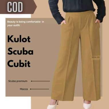 Celana kulot cubit wanita scuba standar - super jumbo XL millo/coksu/mocca