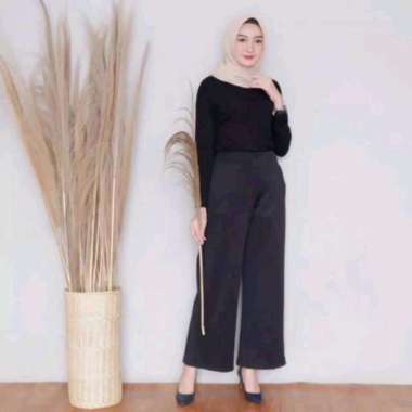 Celana kulot cubit wanita scuba standar - super jumbo XXL abu abu