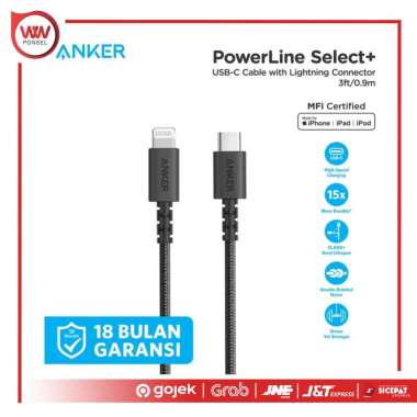 Anker A8617 - Kabel Charger Anker PowerLine Select+ USB-C to Lightning 3ft