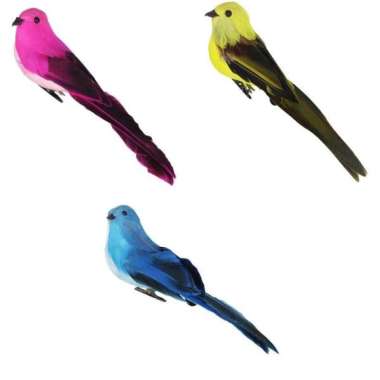 20Pcs Long Tail Doves Realistic Feathered Artificial Animals Wedding Decor