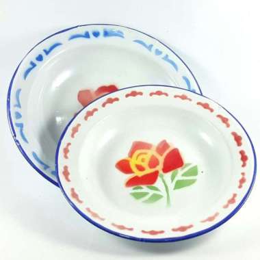 Piring Jadul 20Cm/ Harga 1 Lusin/Piring Seng/ Piring Enamel Vintage Multicolor